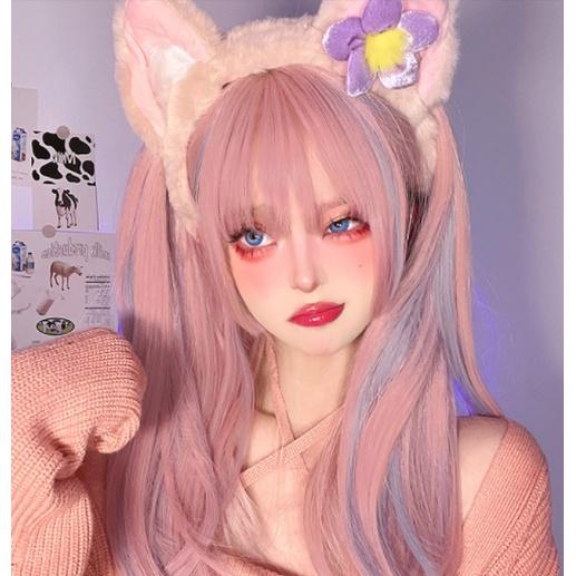 全頂假髮好評最推川崎家假髮 ☪︎⋆｡˚怪美皇后.ᐟ.✤KZ010粉藍挑染*日系誤闖二次元ASMR主播中長直髮假髮-細節圖4