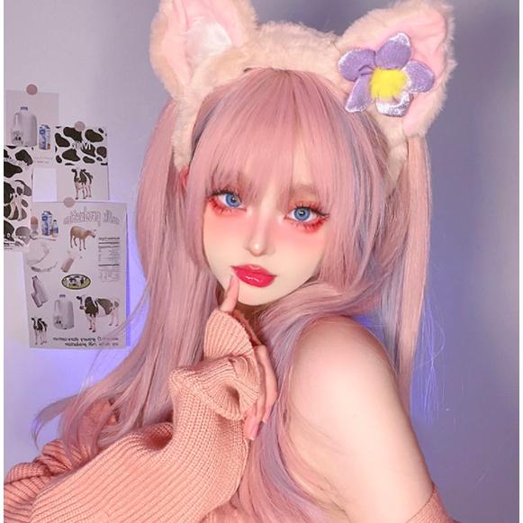 全頂假髮好評最推川崎家假髮 ☪︎⋆｡˚怪美皇后.ᐟ.✤KZ010粉藍挑染*日系誤闖二次元ASMR主播中長直髮假髮-細節圖5