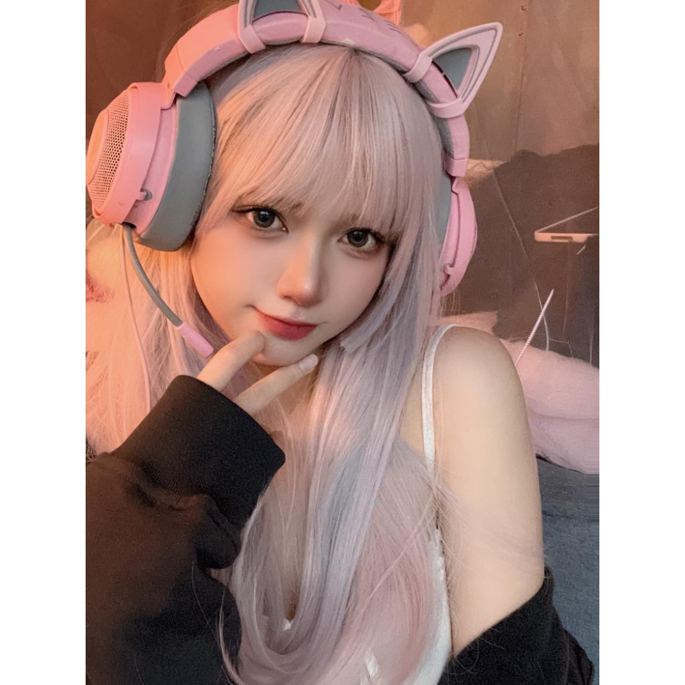 全頂假髮好評最推川崎家假髮 ☪︎⋆｡˚怪美皇后.ᐟ.✤KZ010粉藍挑染*日系誤闖二次元ASMR主播中長直髮假髮-細節圖7