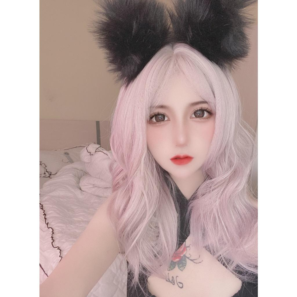 全頂假髮顏值最高川崎家假髮 ☪︎⋆｡˚幻境姬嬢.ᐟ.✤ ✾粉紫灰*性感萌教主幻彩水染中長卷假髮✽KZ009-細節圖5