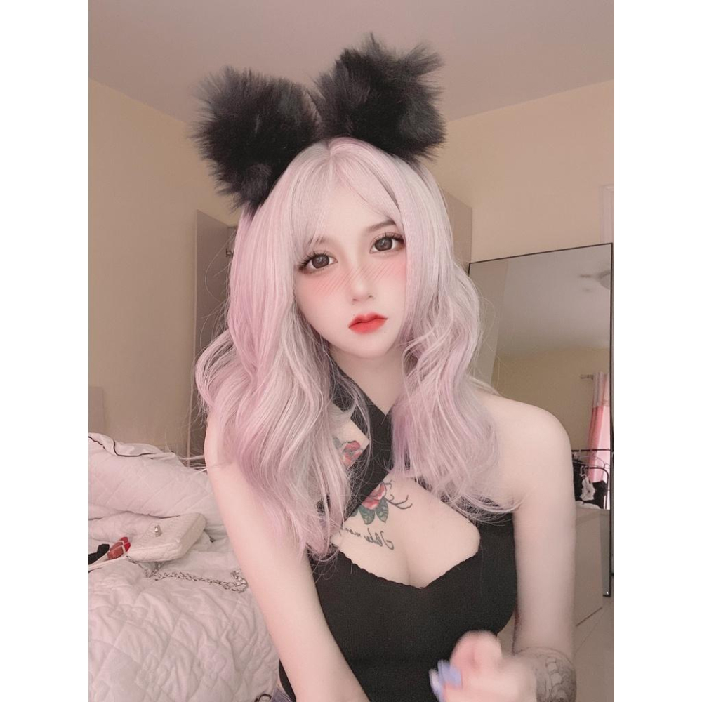 全頂假髮顏值最高川崎家假髮 ☪︎⋆｡˚幻境姬嬢.ᐟ.✤ ✾粉紫灰*性感萌教主幻彩水染中長卷假髮✽KZ009-細節圖6