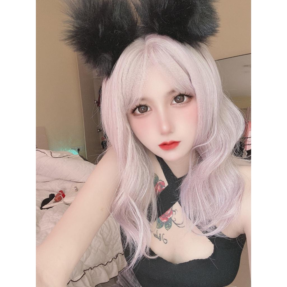 全頂假髮顏值最高川崎家假髮 ☪︎⋆｡˚幻境姬嬢.ᐟ.✤ ✾粉紫灰*性感萌教主幻彩水染中長卷假髮✽KZ009-細節圖8