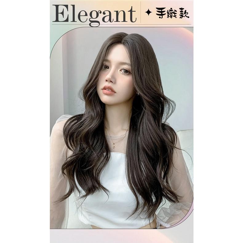 空降神級顏值~川崎家假髮 ☪︎⋆˚莎夏華奏.ᐟ.✤ 2色*彷若天生蕾絲頭皮中分瀏海T型手織慵懶嫵媚長捲假髮✽ML014-細節圖4