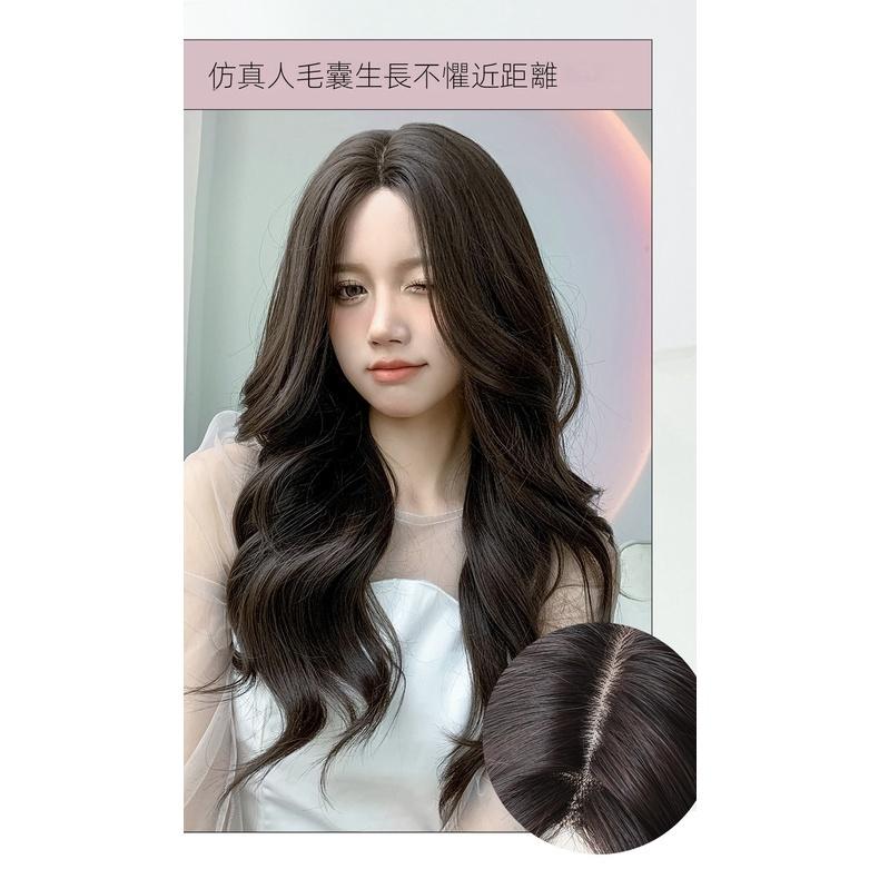 空降神級顏值~川崎家假髮 ☪︎⋆˚莎夏華奏.ᐟ.✤ 2色*彷若天生蕾絲頭皮中分瀏海T型手織慵懶嫵媚長捲假髮✽ML014-細節圖7
