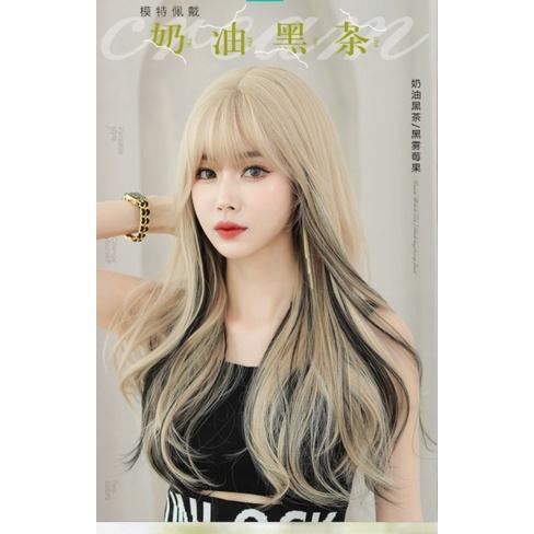 川崎家假髮 💎椎名林檎同款動感歌姬款奶油茶挑染自然波浪雙色蓬鬆長假髮 MK998-細節圖6