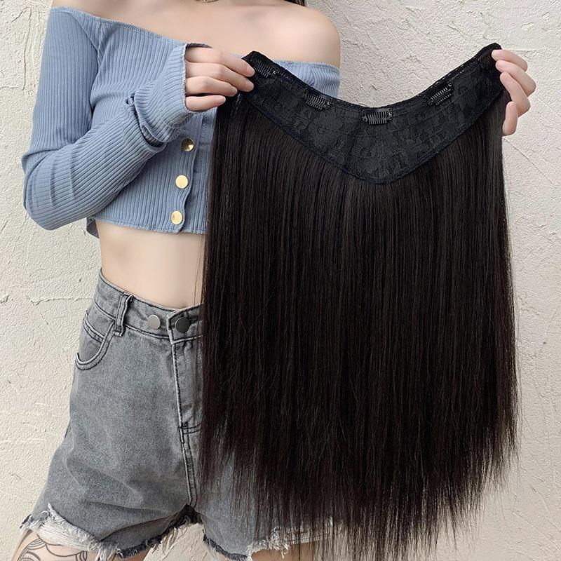 川崎家︎假髮⋆｡˚一分鐘快速接髮.ᐟ.✾4色⋆*一片式自然蓬鬆增髮量隱形無痕V型仿真直/捲假髮接髮片✽KZ054-細節圖3