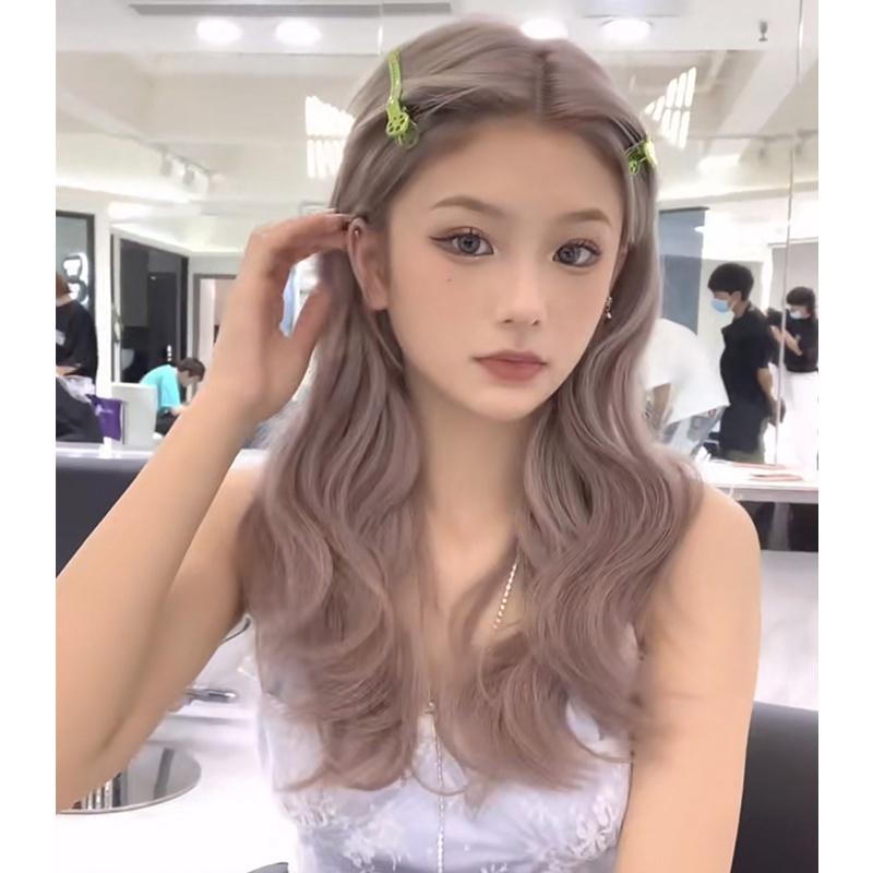 川崎家假髮 ︎⋆｡˚☪︎⋆｡˚.ᐟ.✤ ✾粉紫色⋆*可鹽可甜澀谷通勤中分溫柔水波紋lo娘蓬鬆整頂鎖骨捲假髮✽KZ017-細節圖4