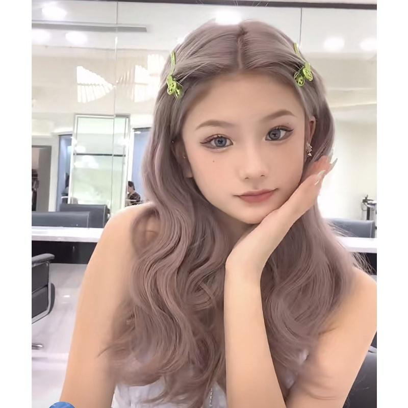 川崎家假髮 ︎⋆｡˚☪︎⋆｡˚.ᐟ.✤ ✾粉紫色⋆*可鹽可甜澀谷通勤中分溫柔水波紋lo娘蓬鬆整頂鎖骨捲假髮✽KZ017-細節圖5