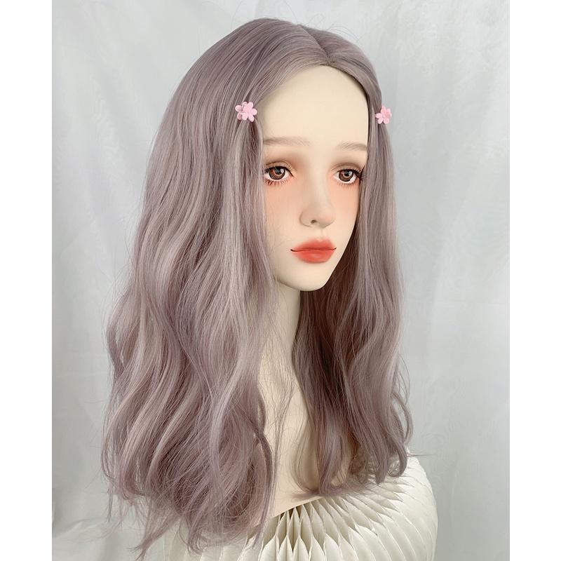 川崎家假髮 ︎⋆｡˚☪︎⋆｡˚.ᐟ.✤ ✾粉紫色⋆*可鹽可甜澀谷通勤中分溫柔水波紋lo娘蓬鬆整頂鎖骨捲假髮✽KZ017-細節圖6