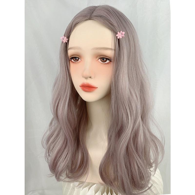 川崎家假髮 ︎⋆｡˚☪︎⋆｡˚.ᐟ.✤ ✾粉紫色⋆*可鹽可甜澀谷通勤中分溫柔水波紋lo娘蓬鬆整頂鎖骨捲假髮✽KZ017-細節圖7