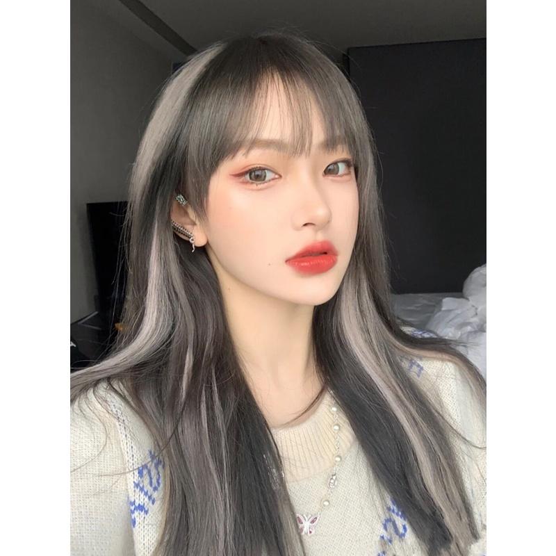 川崎家假髮☪︎⋆｡˚Square One.ᐟ.✾黑茶挑鉛筆灰⋆*Lisa同款宵夜少女雙色挑染lo娘長直假髮✽KZ032-細節圖7