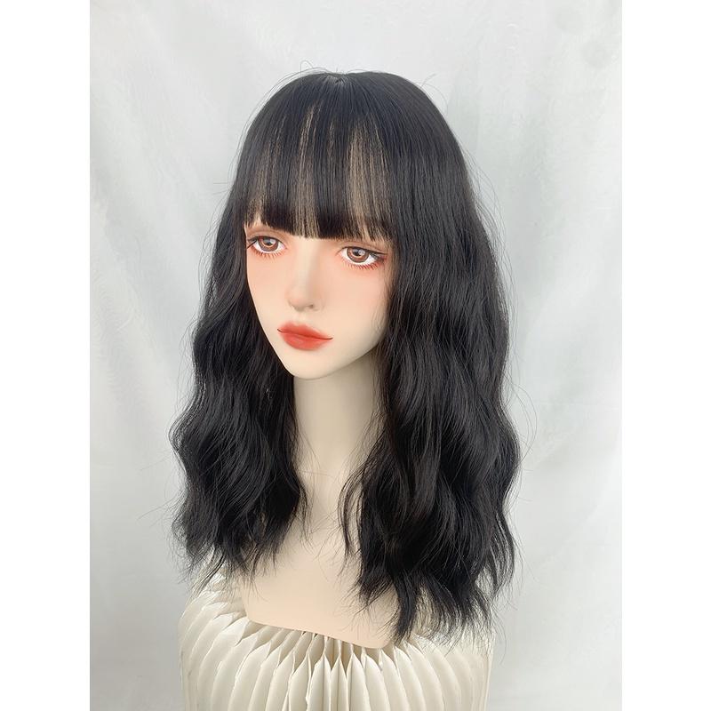 川崎家假髮☪︎⋆｡˚書香門第.ᐟ.✾自然黑⋆*早稻田讀書會長知性蛋捲中長波紋假髮✽KZ039-細節圖6