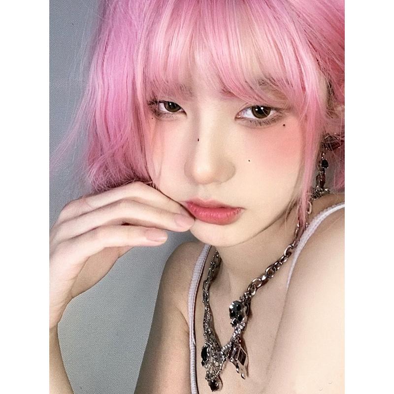 川崎家假髮☪︎⋆｡終章幻想˚.ᐟ.✾粉色⋆*國外混染電音DJ奇幻齊瀏海耳上切齊短假髮✽KZ038-細節圖5