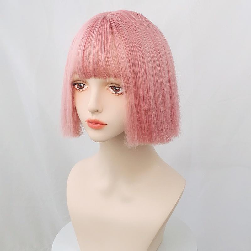 川崎家假髮☪︎⋆｡終章幻想˚.ᐟ.✾粉色⋆*國外混染電音DJ奇幻齊瀏海耳上切齊短假髮✽KZ038-細節圖6