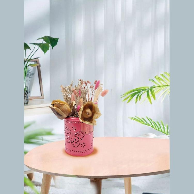 筆筒 鐵質筆筒 蝴蝶筆筒 化妝筒 簍空蝴蝶 置物筒 工具筒 圓形筆筒 馬卡龍筆筒 粉彩筆筒 文具收納 7B-7000-細節圖4