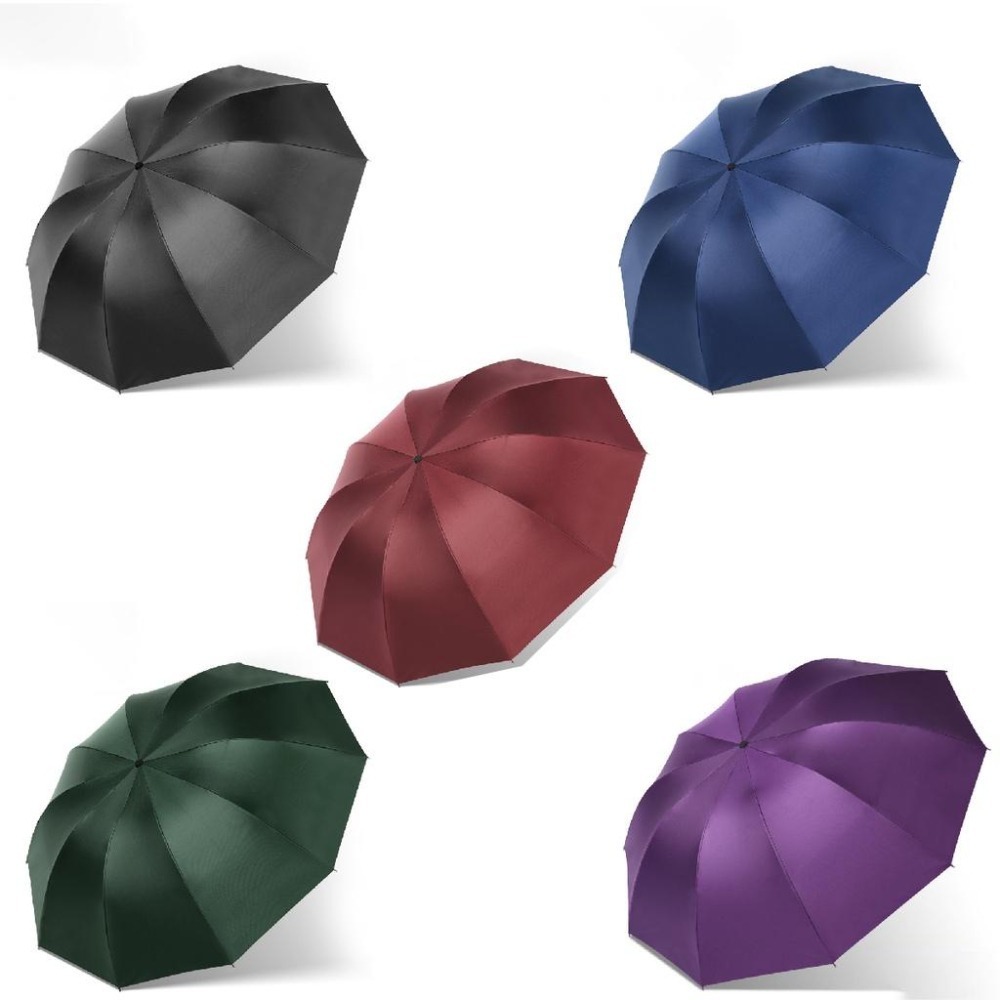 雨傘 手動摺疊傘 超大號 直徑130公分 三人傘 10骨三折 黑膠防曬 晴雨兩用-細節圖2