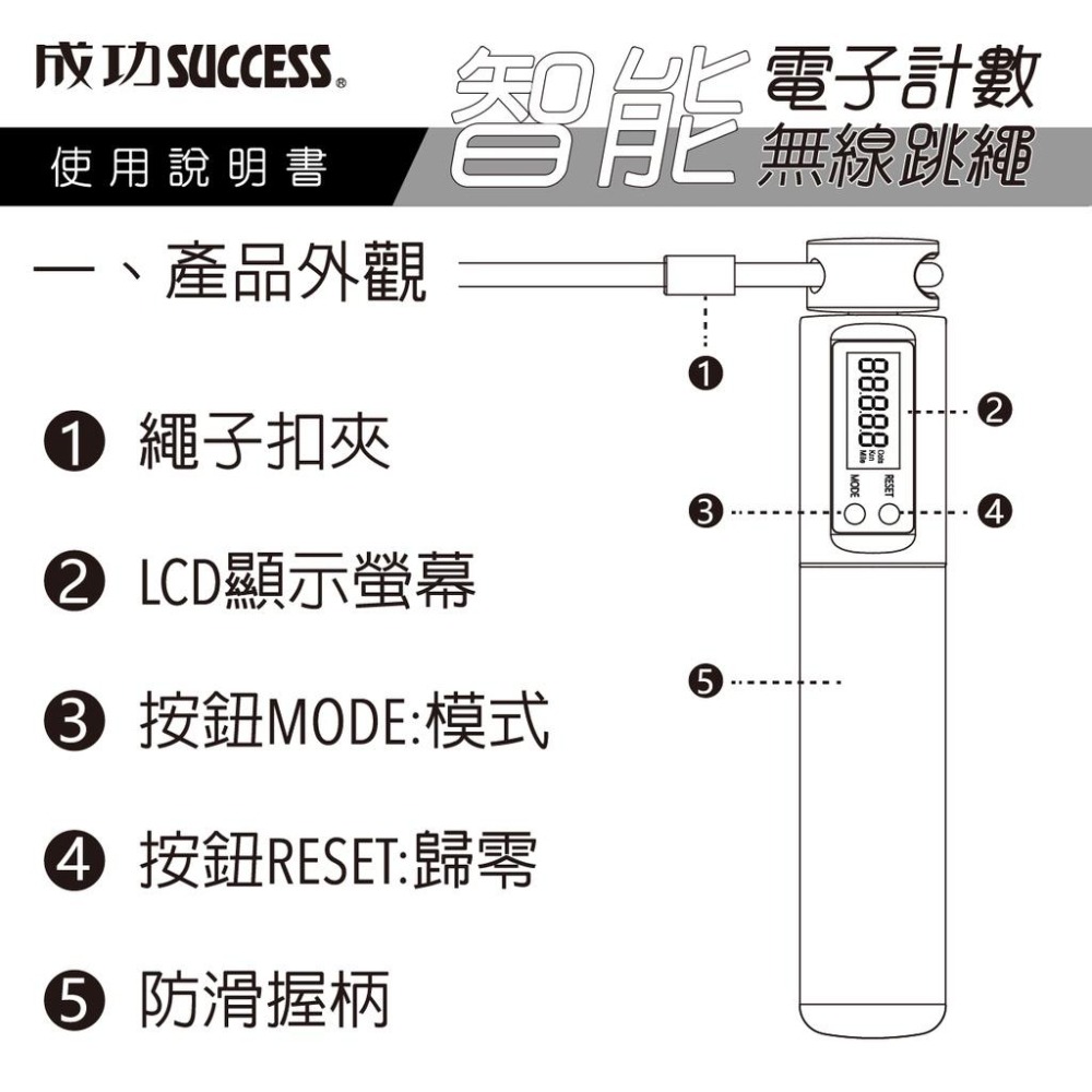 跳繩 S4610 成功 無線跳繩 計數跳繩 電子跳繩 智能跳繩 電子智能計數 無繩跳繩 健身跳繩 訓練跳繩 減肥 減重-細節圖4