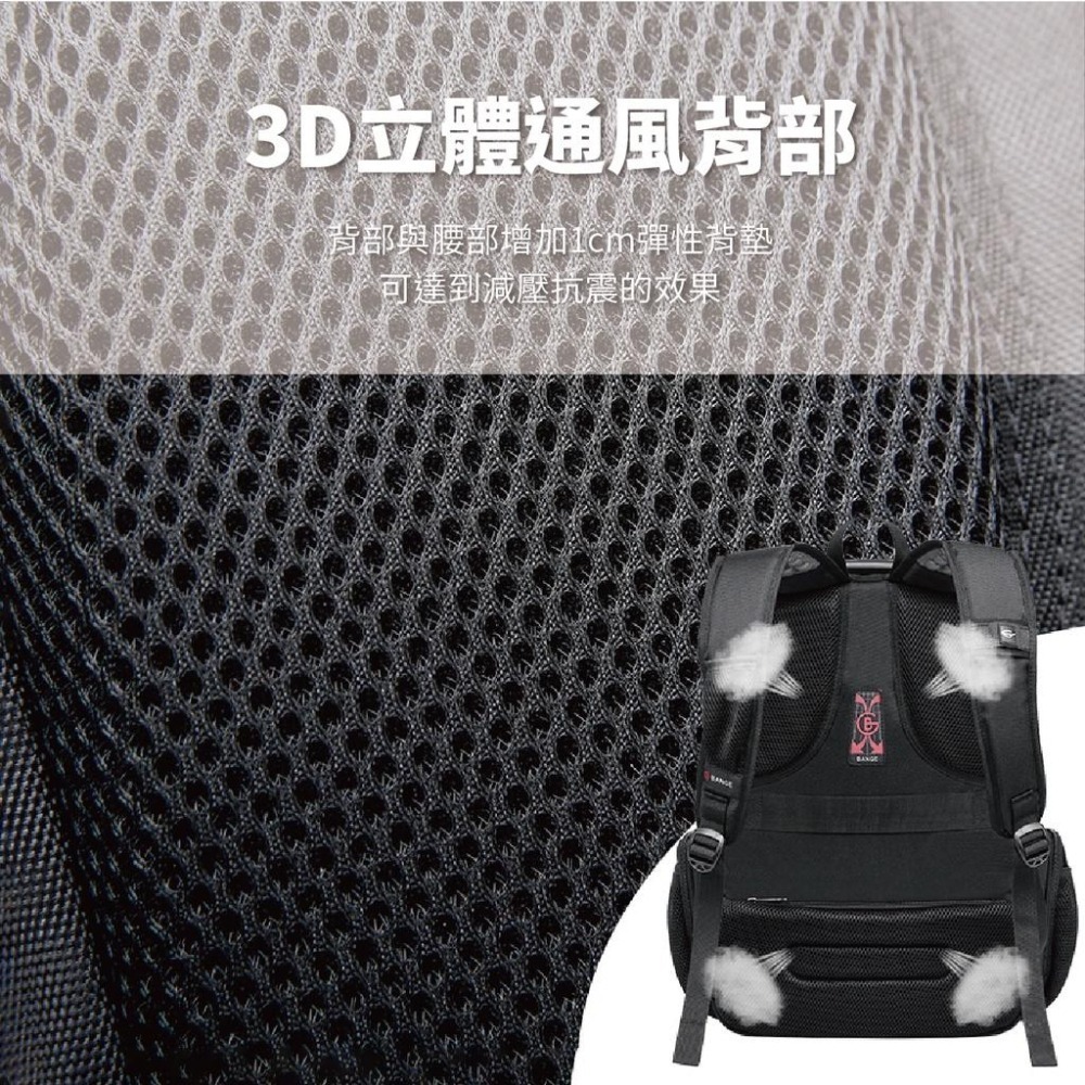 背包 BANGE BG1901 / BG1903 書包 黑色 後背包 雙肩背包 男仕背包 旅行背包 筆電包 大容量 帆布-細節圖4