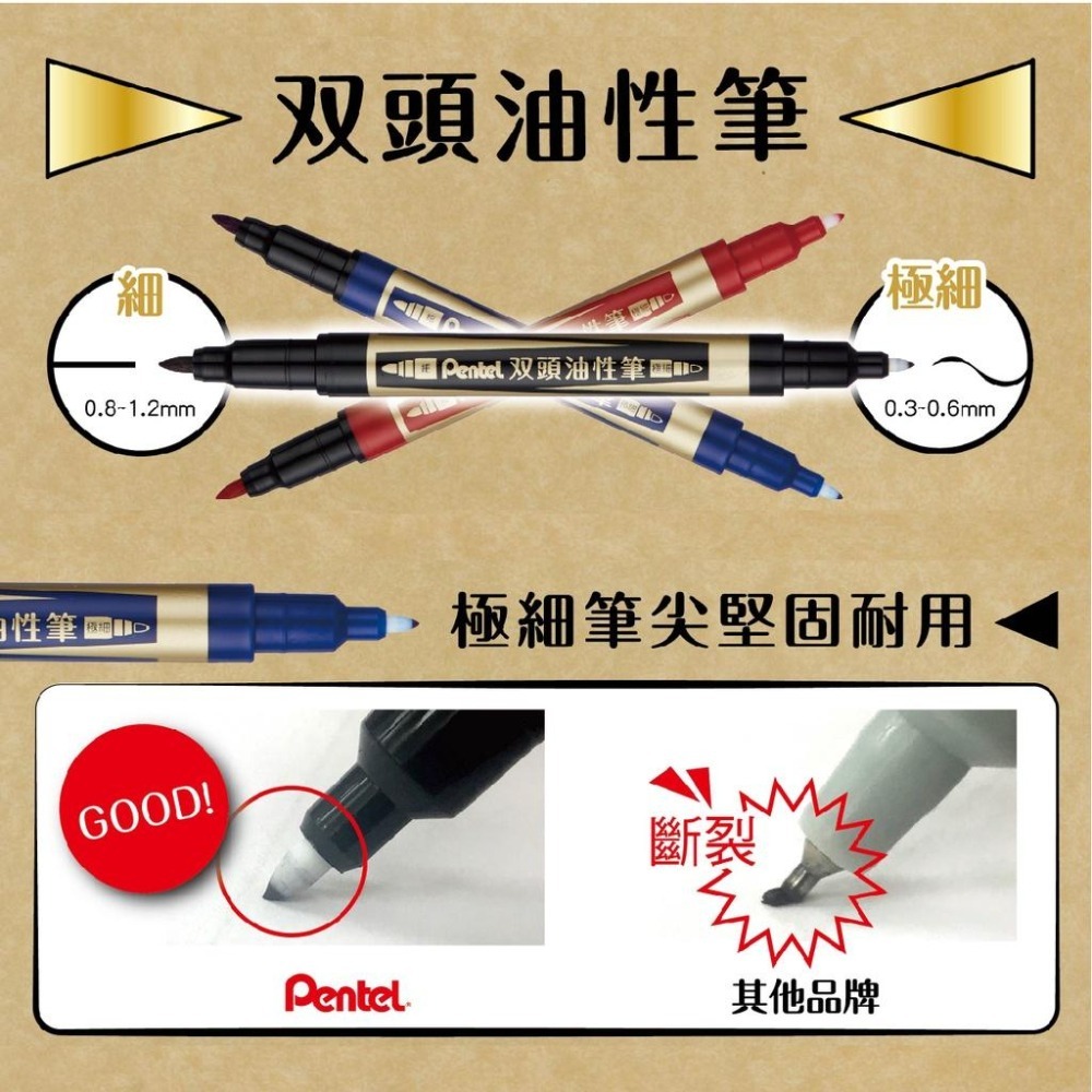 油性筆 日本飛龍 Pentel N75W 雙頭油性筆 粗細油性筆 辦公室用品 文具用品 奇異筆 簽字筆-細節圖3