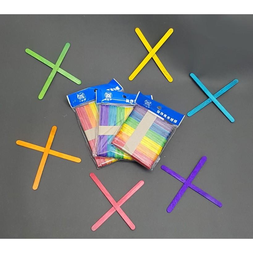 冰棒棍  木棍  壓舌板 原色 彩色 教學 DIY 實驗 遊戲 疊疊樂 50支入/份-細節圖2