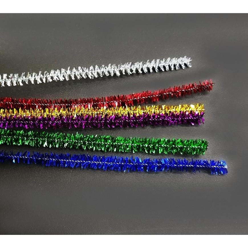 毛根 金蔥條 彩色毛根 教學 美勞 幼教 布置 DIY 簡易材料 6入  金蔥色 金蔥毛根 亮彩毛根 5075-細節圖3