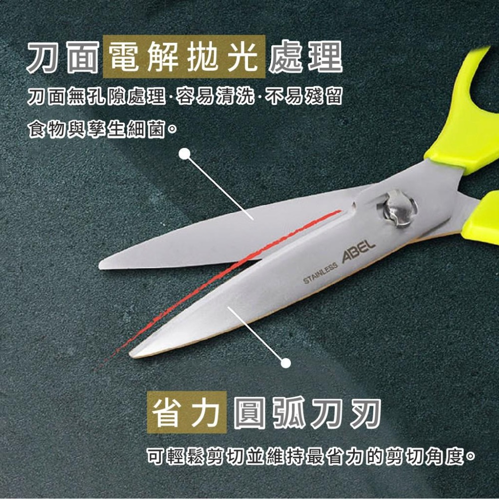 剪刀 廚房料理剪刀 力大牌 ABEL 60067 通過SGS 省力抗菌 廚房剪刀 食物剪刀 料理剪刀 抗菌剪刀 可拆卸-細節圖2