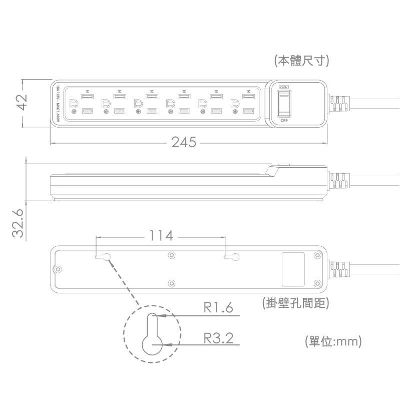 延長線 15A CT-3167 PowerWork 動力工廠 1切6座3P延長線 【符合2019最新安規】4尺6尺9尺-細節圖6