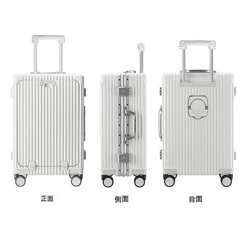 免運 雙充電口 前置開口 多功能鋁框行李箱 拉桿箱 密碼旅行箱 高檔登機箱子 萬向輪拉桿箱旅行包旅行包袋手提袋-細節圖7