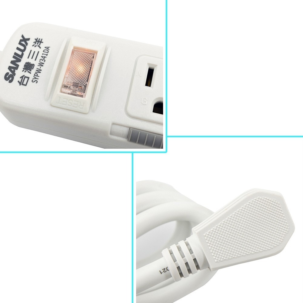 ＳＡＮＬＵＸ台灣三洋　３孔４座１切 ６呎延長電源線《SYPW-W341DA》-細節圖2