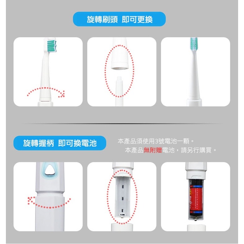 附✨三支刷頭 💫Kolin歌林 超聲波電動牙刷 藍綠色《KTB-SHT102》旋轉握柄-細節圖5