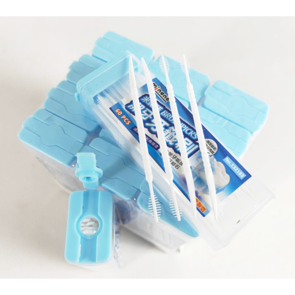 台灣製 米諾諾 潔牙牙籤刷 攜帶型６０支入 隨機出色《132183》-細節圖3