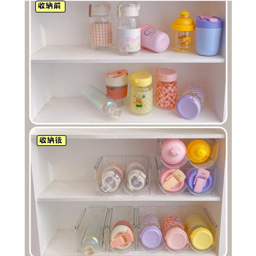 台灣現貨 保溫杯收納架 保溫杯收納 透明水杯置物架 冰箱收納架 飲料收納架 疊加水杯架 家用杯架 水壺收納架 紅酒收納架-細節圖3