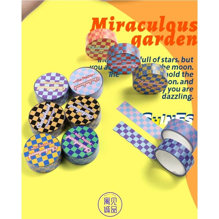台灣現貨 撞色棋盤和紙膠帶 格紋手作創意貼紙 手帳素材 手帳貼紙 棋盤紙膠帶 紙膠帶 格紋貼紙 撞色貼紙 四入一組 手帳-細節圖6