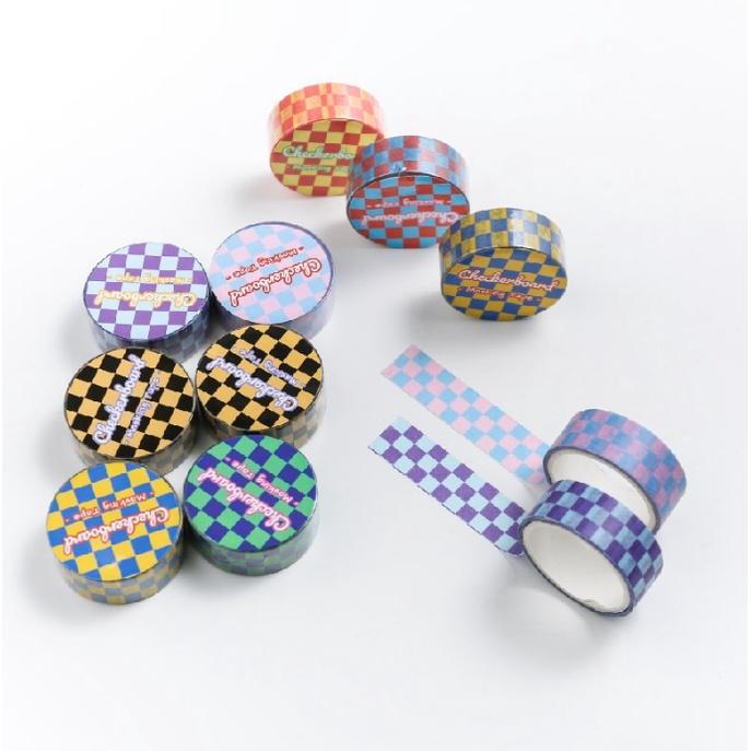 台灣現貨 撞色棋盤和紙膠帶 格紋手作創意貼紙 手帳素材 手帳貼紙 棋盤紙膠帶 紙膠帶 格紋貼紙 撞色貼紙 四入一組 手帳-細節圖7