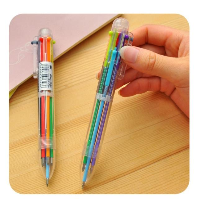 台灣現貨 六色圓珠筆 六色原子筆 多色圓珠筆 按壓筆 六色筆 原子筆 彩色筆 文具 多色筆 紅筆 黑筆 藍筆 一筆多用-細節圖5
