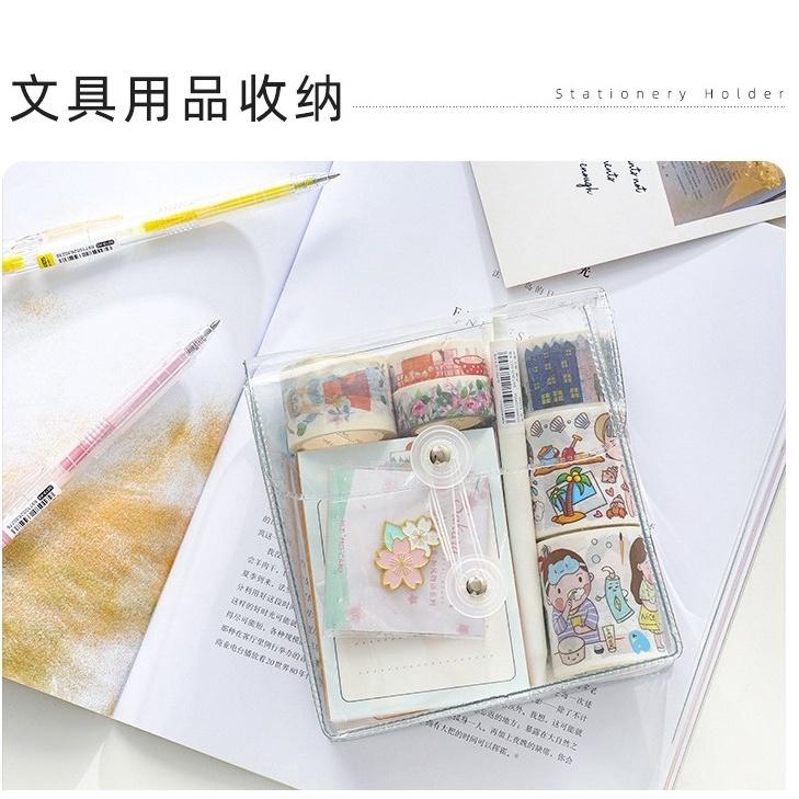 台灣現貨 透明防水手帳收納包 手帳收納包 文具收納 繞線式文具收納包 化妝包 手帳工具包 手帳素材 手帳收納 貼紙收納包-細節圖5