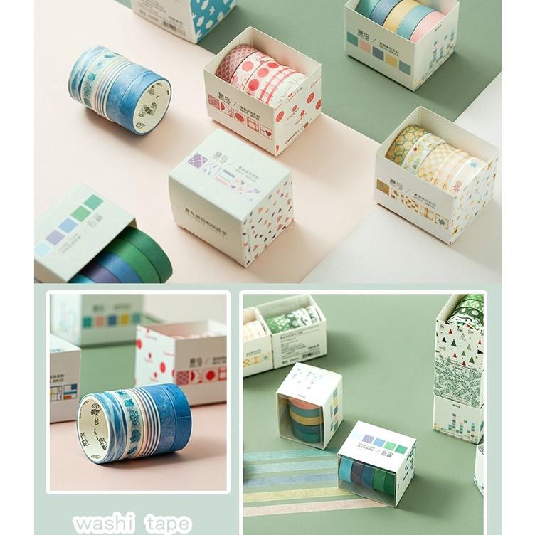 台灣現貨 五卷盒裝和紙膠帶 創意和紙膠帶 創意手帳手作膠帶 手帳膠帶 手帳紙膠帶 DIY手帳膠帶 手帳貼紙 印花紙膠帶-細節圖5