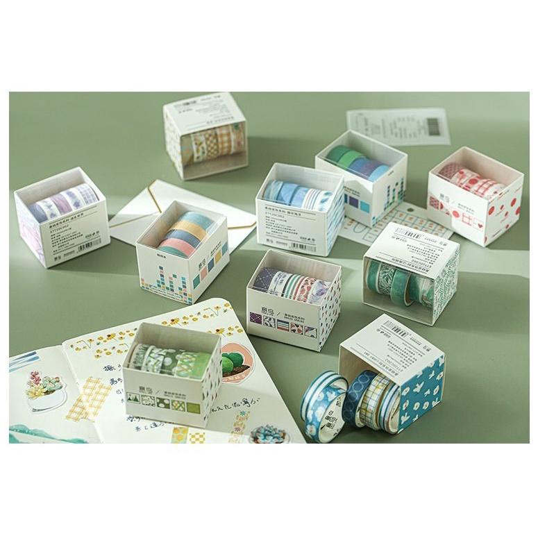 台灣現貨 五卷盒裝和紙膠帶 創意和紙膠帶 創意手帳手作膠帶 手帳膠帶 手帳紙膠帶 DIY手帳膠帶 手帳貼紙 印花紙膠帶-細節圖6