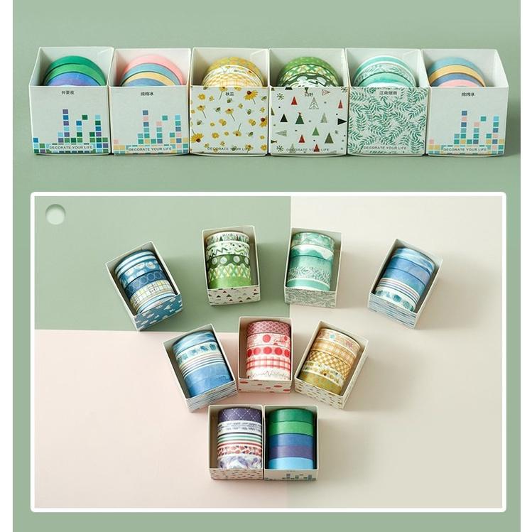 台灣現貨 五卷盒裝和紙膠帶 創意和紙膠帶 創意手帳手作膠帶 手帳膠帶 手帳紙膠帶 DIY手帳膠帶 手帳貼紙 印花紙膠帶-細節圖8