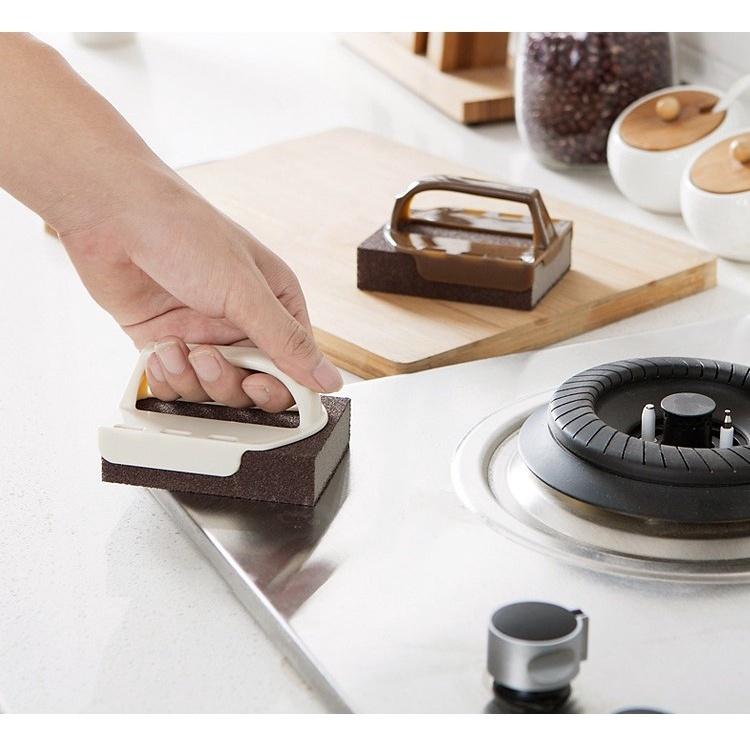 台灣現貨 可拆卸帶柄海綿金剛刷 雙面刷 鋼砂海綿 魔力擦 除鐵鏽垢 刷碗洗鍋 去污神器  鍋底除垢 鍋底刷 帶柄金剛刷-細節圖6