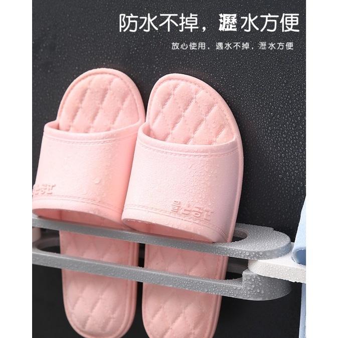 台灣現貨 壁掛式無痕折疊鞋架 摺疊鞋架 摺疊拖鞋架 三合一掛架 毛巾掛架 拖鞋掛架 拖鞋架 鞋子收納架 壁掛鞋架 鞋架-細節圖6