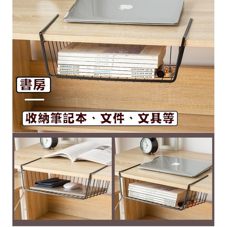 台灣現貨 櫥櫃下掛收納籃 下掛式網格收納籃 下掛籃 置物籃 置物架 掛籃 桌下置物籃 下掛架  櫥櫃掛籃 廚房置物掛籃-細節圖6