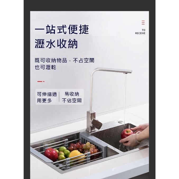 台灣現貨 自由伸縮廚房水槽瀝水架 瀝水架 瀝水籃 伸縮瀝水籃 水槽瀝水籃 可調式瀝水架 廚房晾乾架 水槽收納架 碗盤瀝水-細節圖6