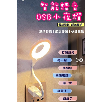 台灣現貨 智能語音USB小夜燈 語音小夜燈 聲控燈 聲控小夜燈 聲控夜燈 usb小夜燈 日光燈 小檯燈 床頭燈 小夜燈