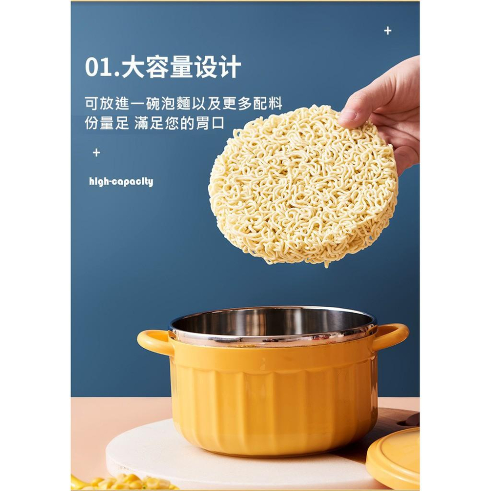 台灣現貨 日式雙耳不銹鋼防燙泡麵碗  馬卡龍泡麵碗 不鏽鋼泡麵碗 宿舍碗 泡麵碗 雙層隔熱泡麵碗 防燙碗 碗 贈送湯匙-細節圖3