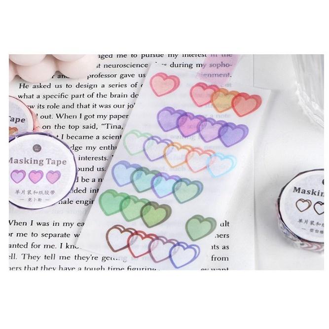 台灣現貨 愛心接龍手帳貼紙 漸層愛心接龍 愛心紙膠帶 連續愛心膠帶 手帳素材 手帳貼紙 紙膠帶 手帳貼紙 一卷100枚-細節圖6