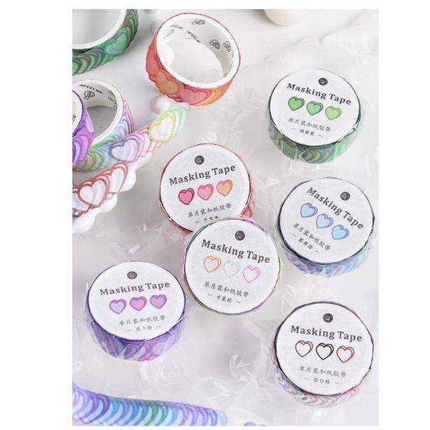 台灣現貨 愛心接龍手帳貼紙 漸層愛心接龍 愛心紙膠帶 連續愛心膠帶 手帳素材 手帳貼紙 紙膠帶 手帳貼紙 一卷100枚-細節圖7