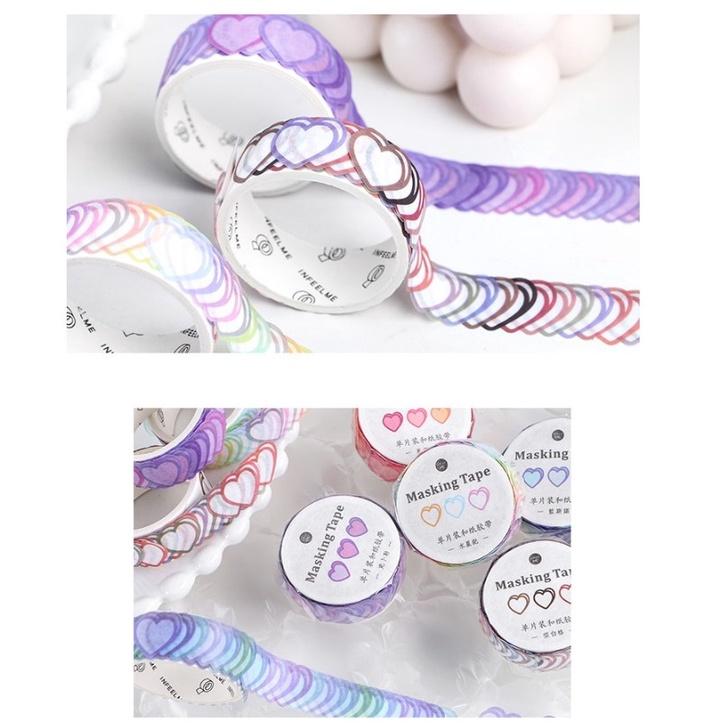 台灣現貨 愛心接龍手帳貼紙 漸層愛心接龍 愛心紙膠帶 連續愛心膠帶 手帳素材 手帳貼紙 紙膠帶 手帳貼紙 一卷100枚-細節圖8