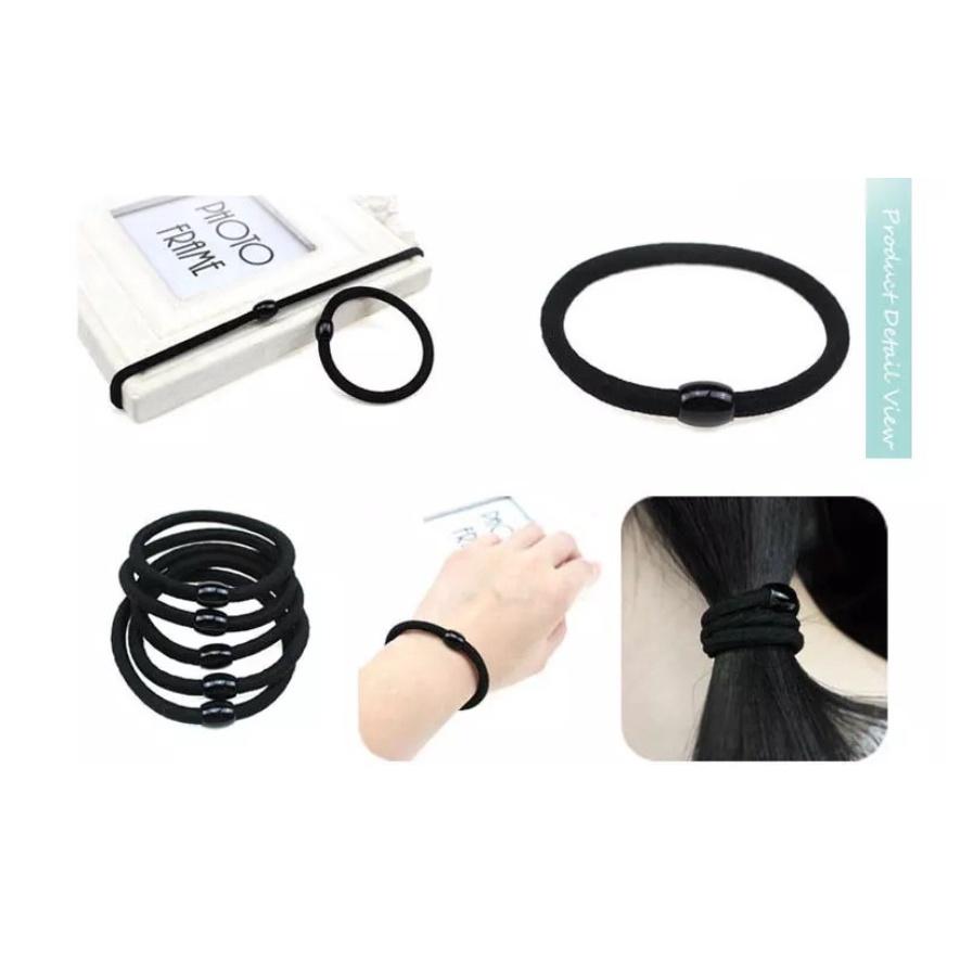 台灣現貨 黑珠彈力髮圈 高彈力髮圈 黑色髮圈 髮圈 綁頭髮 髮飾 髮繩 百搭髮圈 髮圈 綁髮 造型髮圈 半頭髮圈-細節圖4