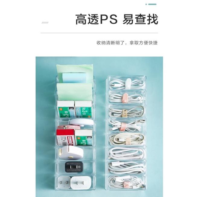 台灣現貨 桌面8格充電線整理收納盒 充電線收納盒 充電線整理收納 數據線收納盒 傳輸線收納 3C收納盒 透明收納盒 收納-細節圖7